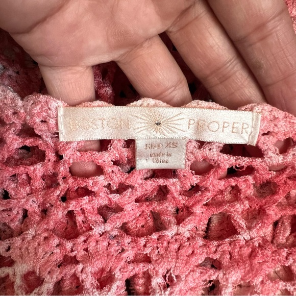 Boston Proper Pink Coral Crochet Fairy Top Ombre Boho Beach Coastal Whimsical - Picture 8 of 10